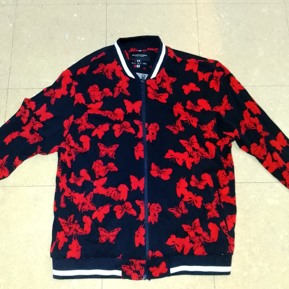 Denim & Flower Black and Red Butterfly Jacket